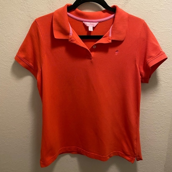 Lilly Pulitzer Tops - Lilly Pulitzer Coral Polo Short Sleeve Size XL